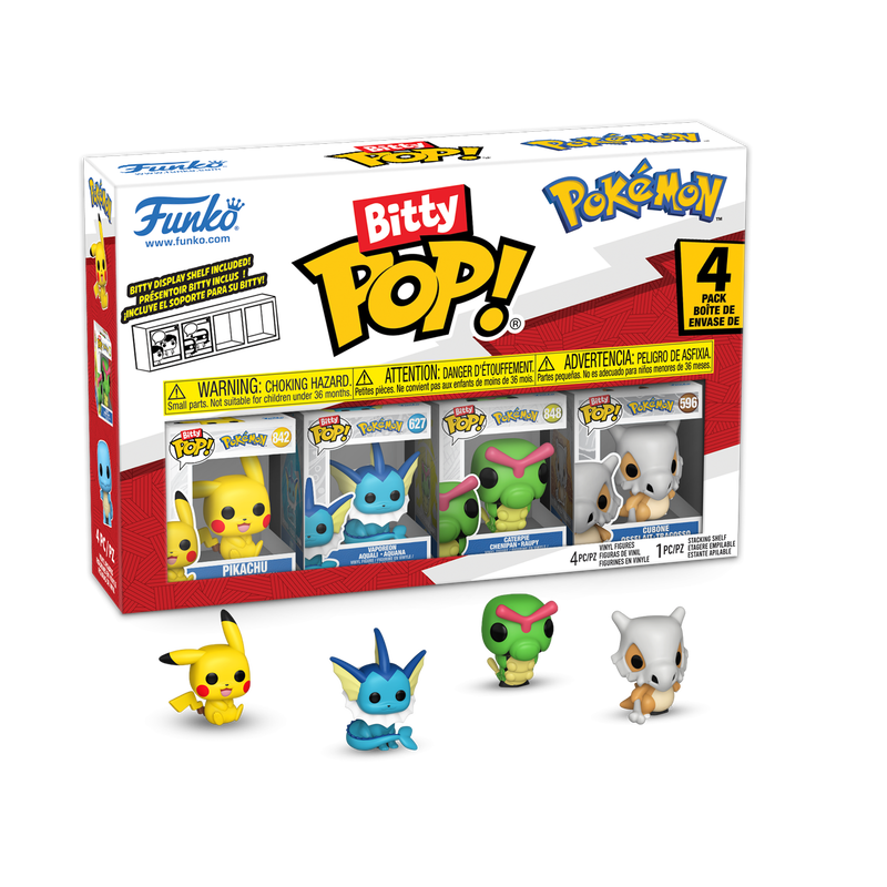 Bitty Pop Pokemon: Pikachu - Vaporeon - Caterpie - Cubone