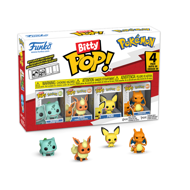 Bitty Pop Pokemon: Bulbasaur - Flareon - Pichu - Charizard
