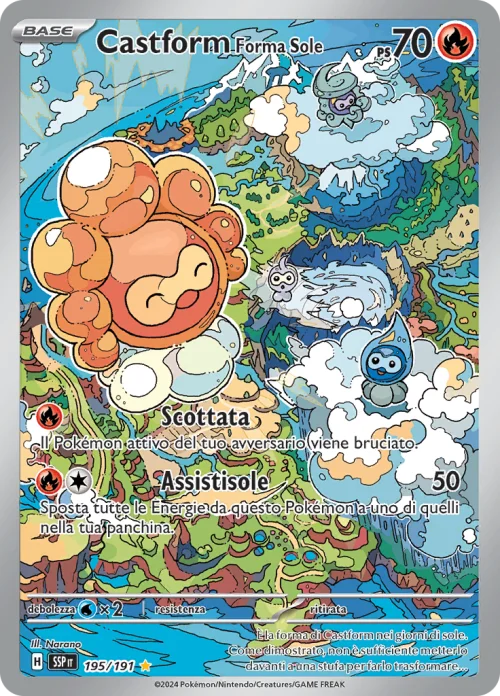 195-191 Castform Sole - Illustrazione Rara (ITA)
