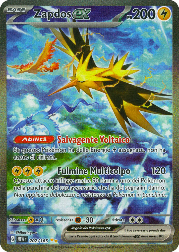 202-165 Zapdos EX - Illustrazione Rara Segreta Gradata 8 (IT)