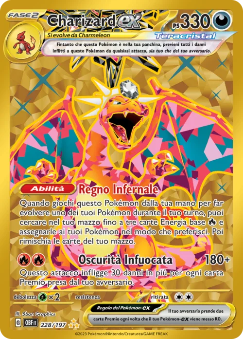 228-197 Charizard Ex - Illustrazione Rara Segreta Gradata 9.5 (IT)