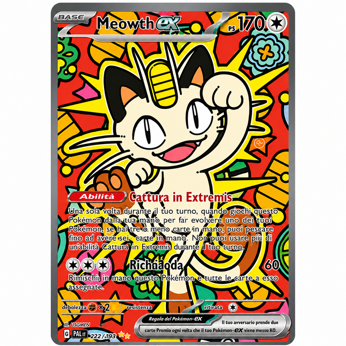 222-193 Meowth Ex- Illustrazione Rara (IT)