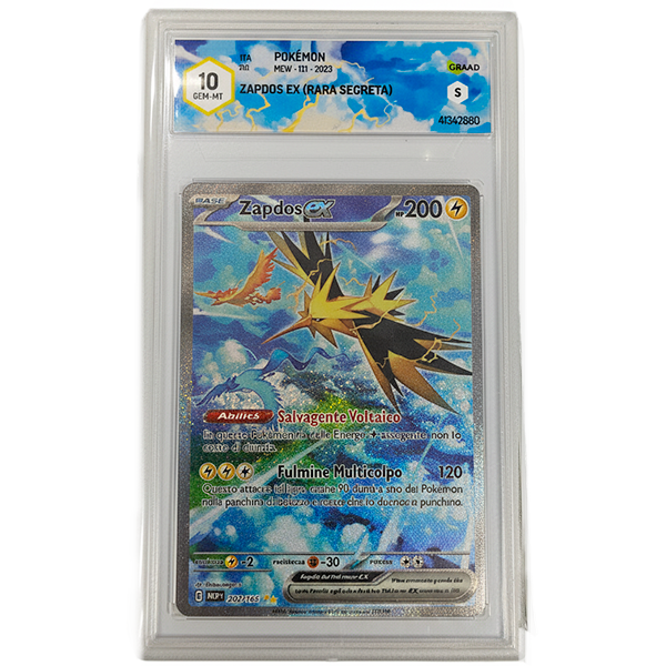 202-165 Zapdos EX - Illustrazione Rara Segreta Gradata 10 (IT)